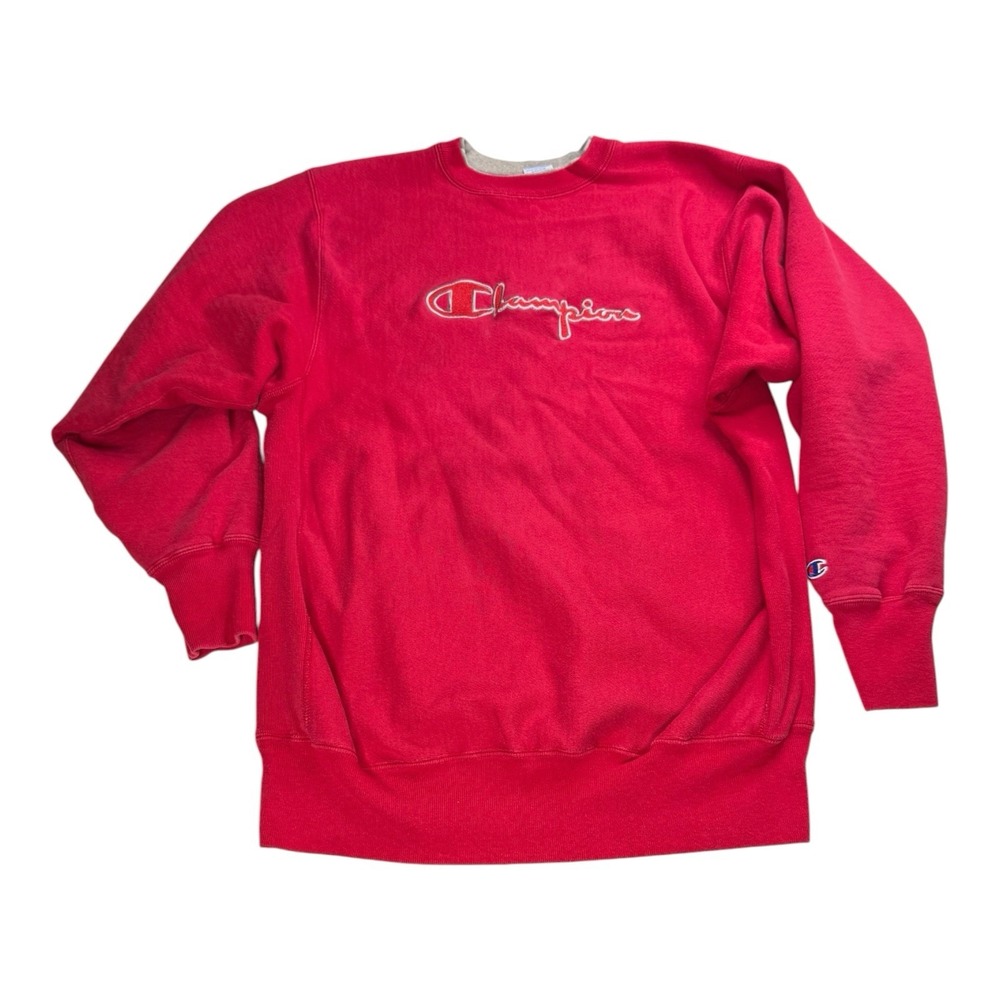 Vintage 90s Champion Reverse Weave Sweatshirt XXL Red Embroidered Script USA